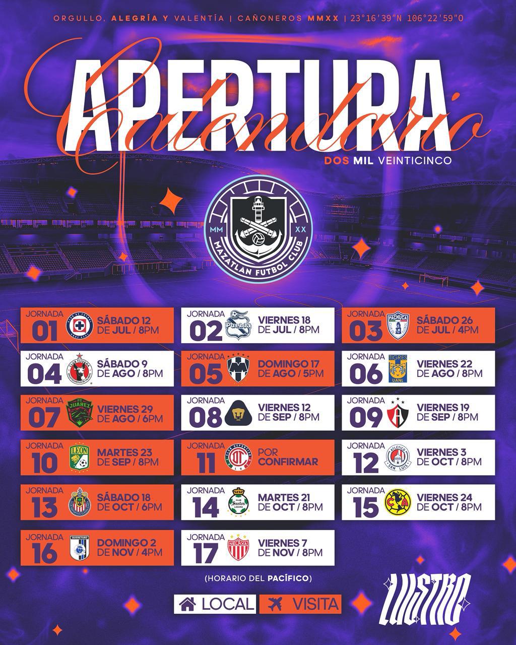 Mazatlán FC abrirá el Apertura 2025 visitando a Cruz Azul $!Mazatlán FC abrirá el Apertura 2025 visitando a Cruz Azul