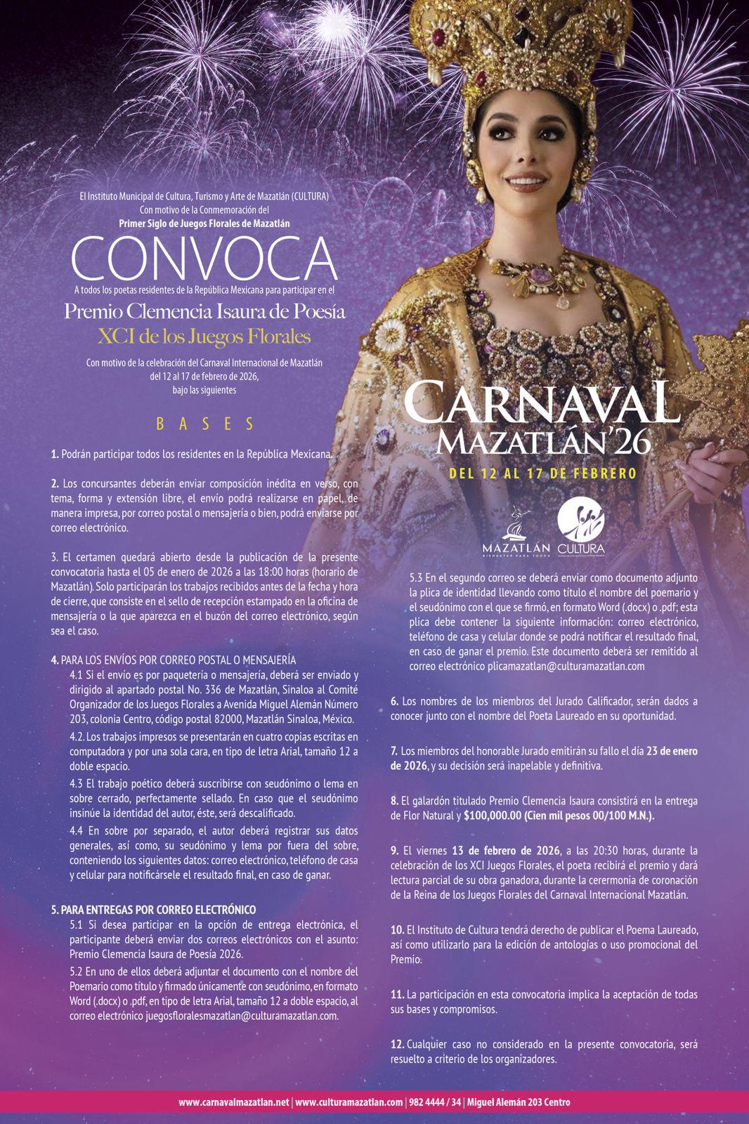 Convocan al Premio Clemencia Isaura de Poesía 2026 $!Convocan al Premio Clemencia Isaura de Poesía 2026
