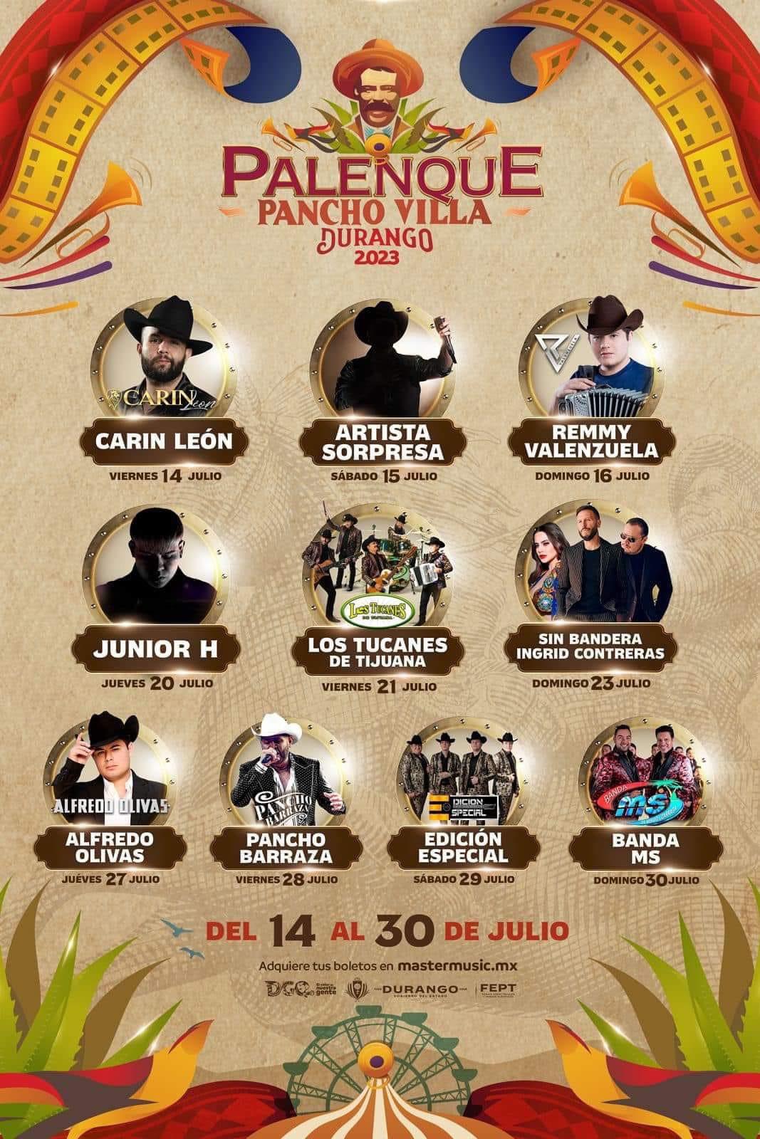 Banda MS y Los Tucanes de Tijuana actuarán en la Feria Nacional Francisco Villa Durango 2023 $!Banda MS y Los Tucanes de Tijuana actuarán en la Feria Nacional Francisco Villa Durango 2023