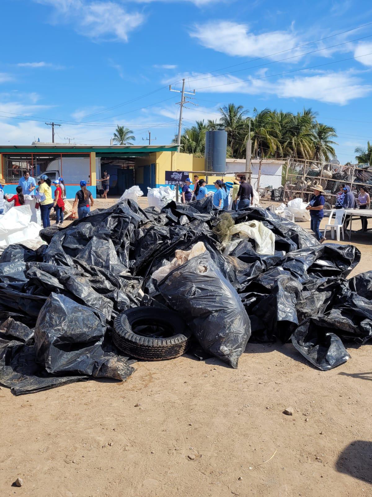Recolectan 2.5 toneladas de plástico y artes de pesca en la bahía Santa María, en Angostura $!Recolectan 2.5 toneladas de plástico y artes de pesca en la bahía Santa María, en Angostura