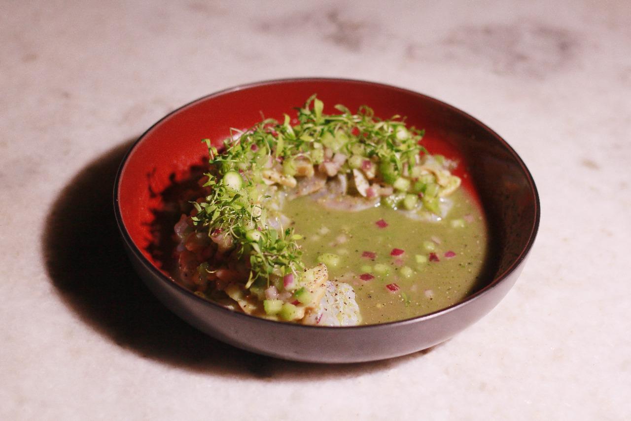 Ceviche crudo de carreta con camarón y abulón. $!Ceviche crudo de carreta con camarón y abulón.
