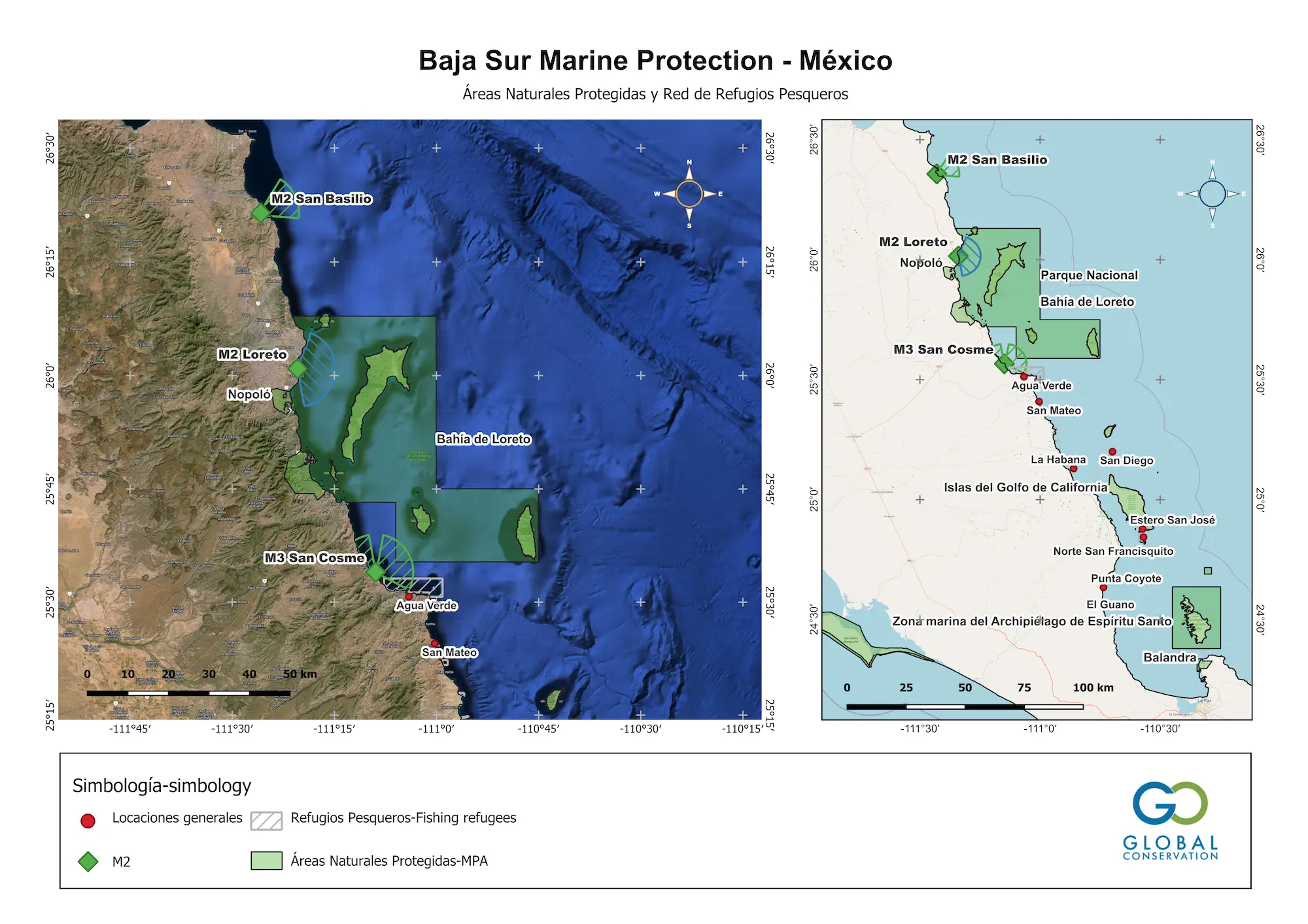 Áreas Naturales Protegitas y Red de Refugios Pesqueros en Baja California Sur. $!Áreas Naturales Protegitas y Red de Refugios Pesqueros en Baja California Sur.