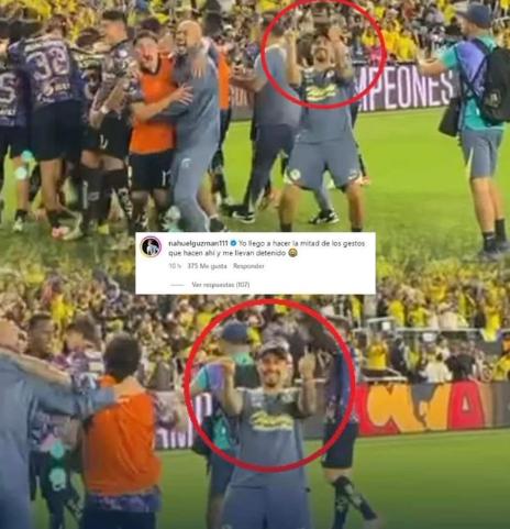 ‘A mí me llevan detenido’: Nahuel Guzmán ironiza tras gestos obscenos de integrante del América $!‘A mí me llevan detenido’: Nahuel Guzmán ironiza tras gestos obscenos de integrante del América