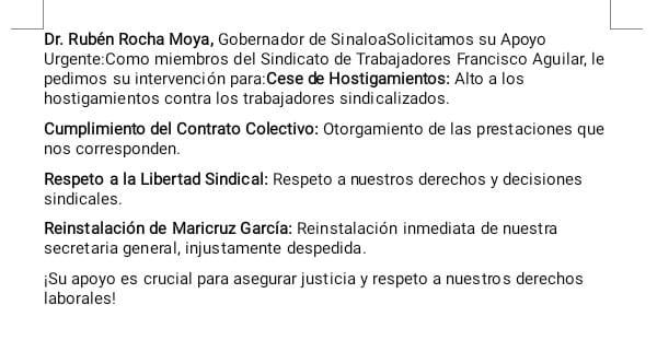 Protesta nuevo sindicato de Escuinapa por despido injustificado de su secretaria $!Protesta nuevo sindicato de Escuinapa por despido injustificado de su secretaria