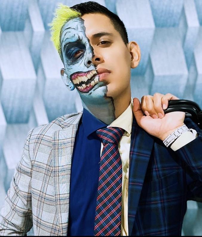 Jhony Caz echó mano del maquillaje para su disfraz. $!Jhony Caz echó mano del maquillaje para su disfraz.