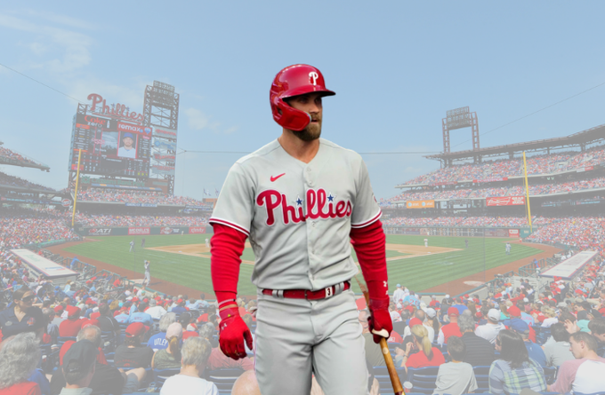 Brazo de Bryce Harper no mejora; seguirá como bateador designado $!Brazo de Bryce Harper no mejora; seguirá como bateador designado
