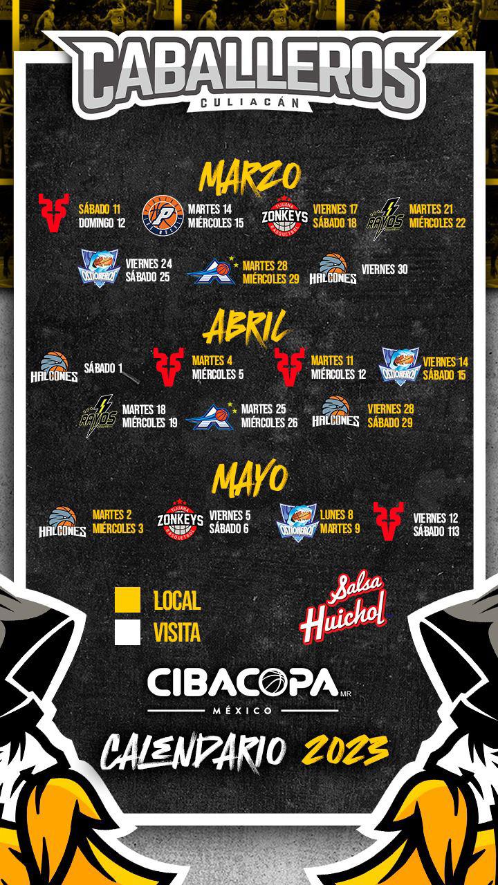 Caballeros de Culiacán ‘destapa’ su calendario de juegos para la temporada 2023 del Cibacopa $!Caballeros de Culiacán ‘destapa’ su calendario de juegos para la temporada 2023 del Cibacopa