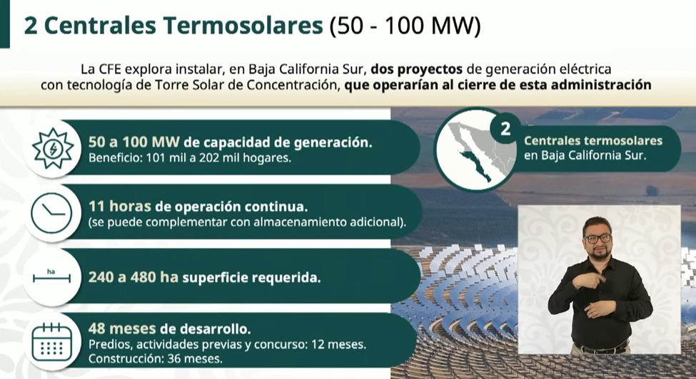 Anuncia Gobierno de México construcción de planta termosolar en Baja California Sur $!Anuncia Gobierno de México construcción de planta termosolar en Baja California Sur