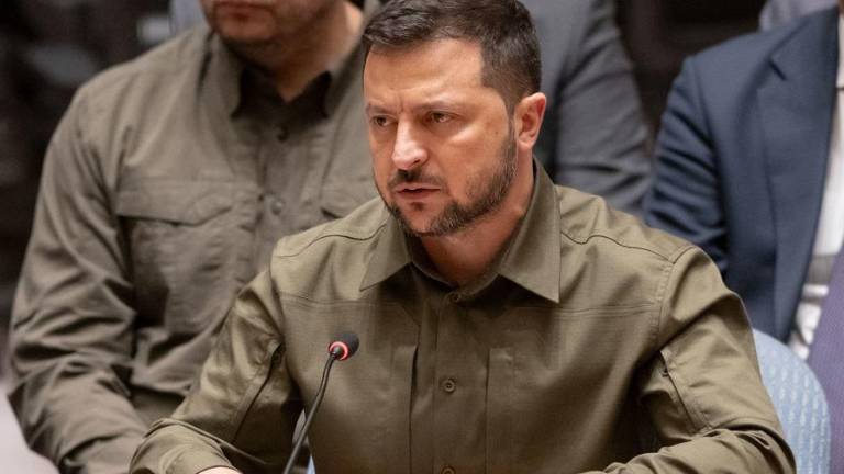 Volodymyr Zelenskyy, Presidente de Ucrania, se dirige al Consejo de Seguridad.