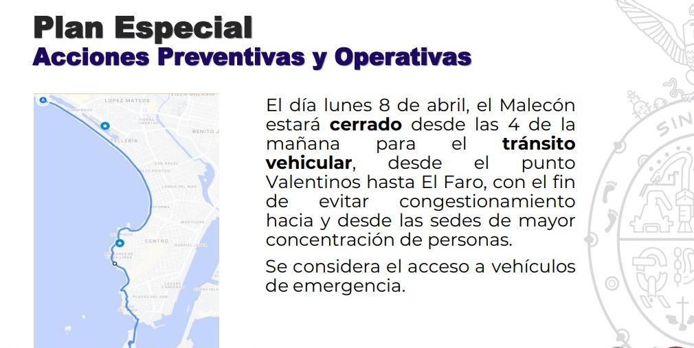 $!Por eclipse, el 8 de abril cerrarán malecón de Mazatlán desde las 4:00 de la mañana: Protección Civil