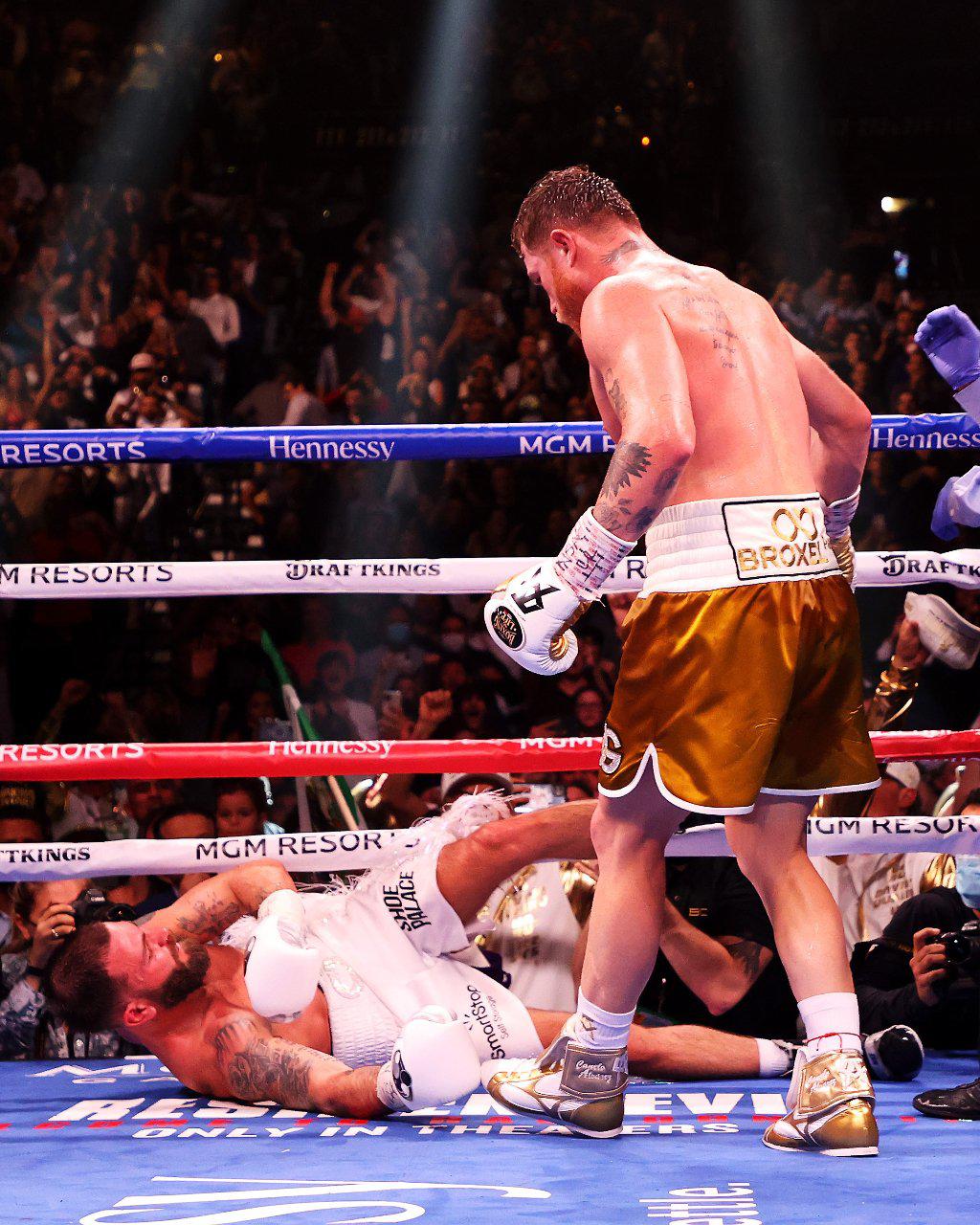 $!Canelo Álvarez noquea en 11 rounds a Caleb Plant y unifica los títulos supermedianos