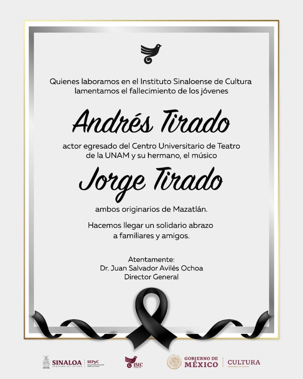 $!Lamentan celebridades asesinato de los hermanos mazatlecos Jorge y Andrés Tirado