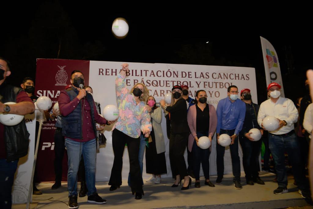 $!Isde y PIDS rehabilitan canchas en Villa Juárez, Navolato