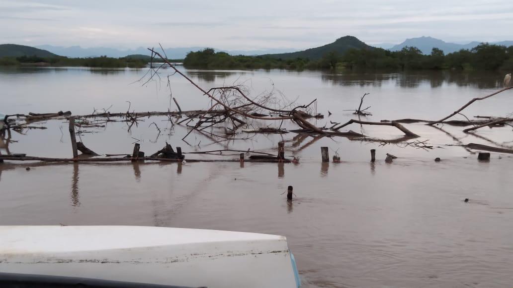 $!‘Nora’ provoca desbordamientos en estero de Chametla y se lleva el camarón