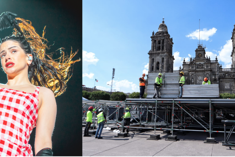 Preparan escenario para el concierto de Rosalía en el Zócalo