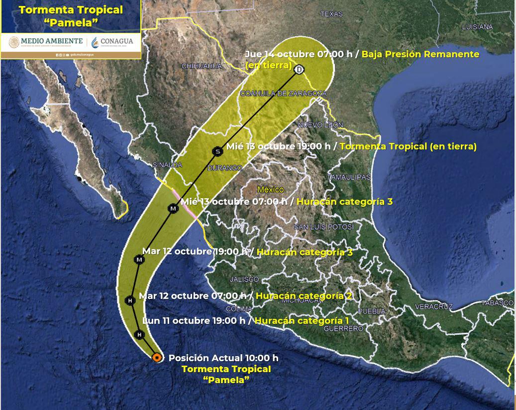 $!En alerta, sur de Sinaloa por tormenta Pamela; se fortalece rápido, advierte el Centro Nacional de Huracanes