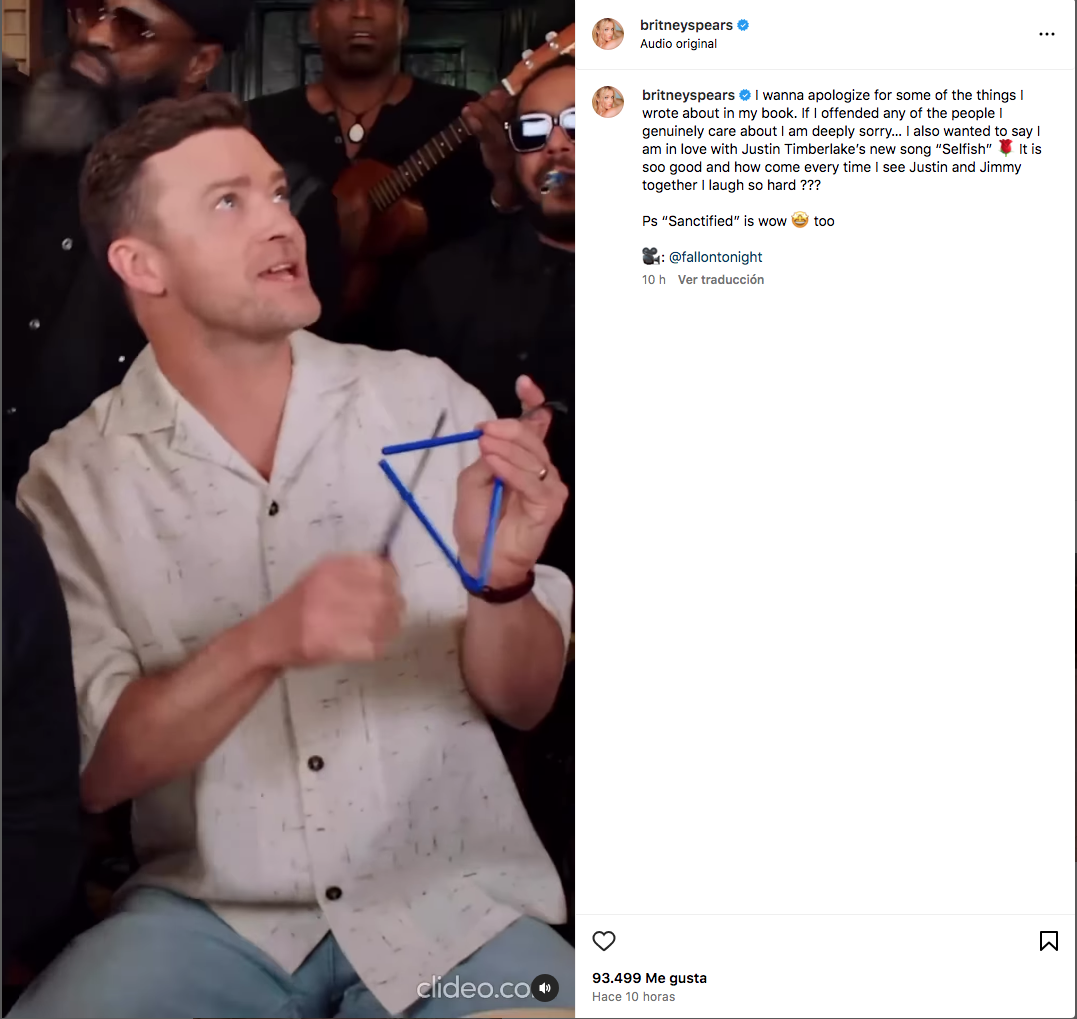 $!Ofrece Britney Spears disculpas a Justin Timberlake