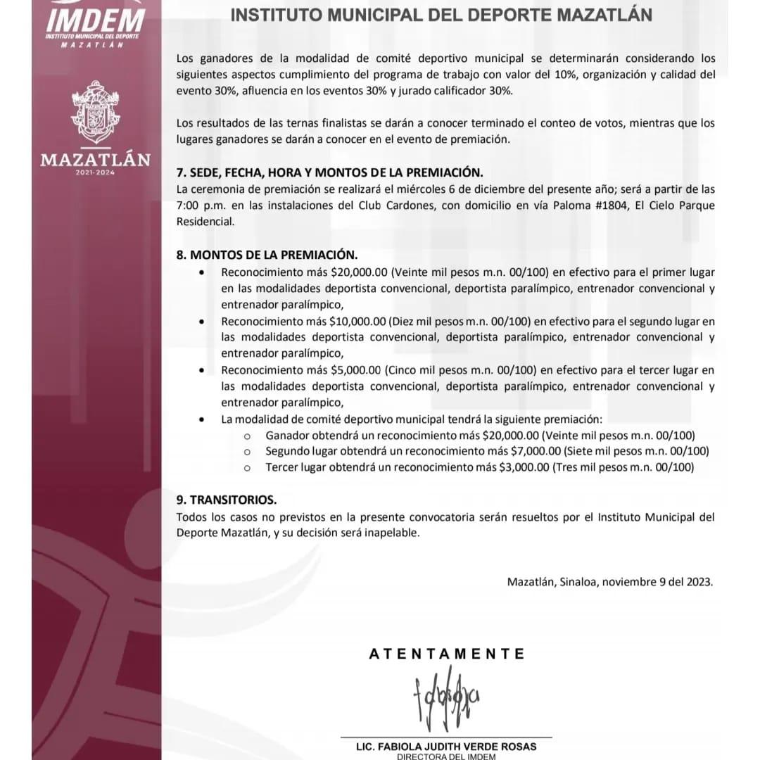 $!Lanzan convocatoria para el Premio Municipal del Deporte 2023, en Mazatlán