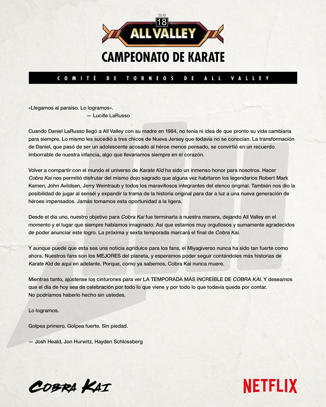 $!Anuncia Netflix el final de ‘Cobra Kai’ tras seis temporadas