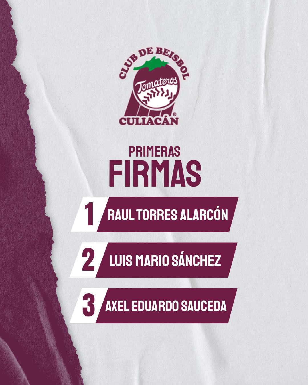 $!Tomateros de Culiacán registra tres jugadores de Primera Firma