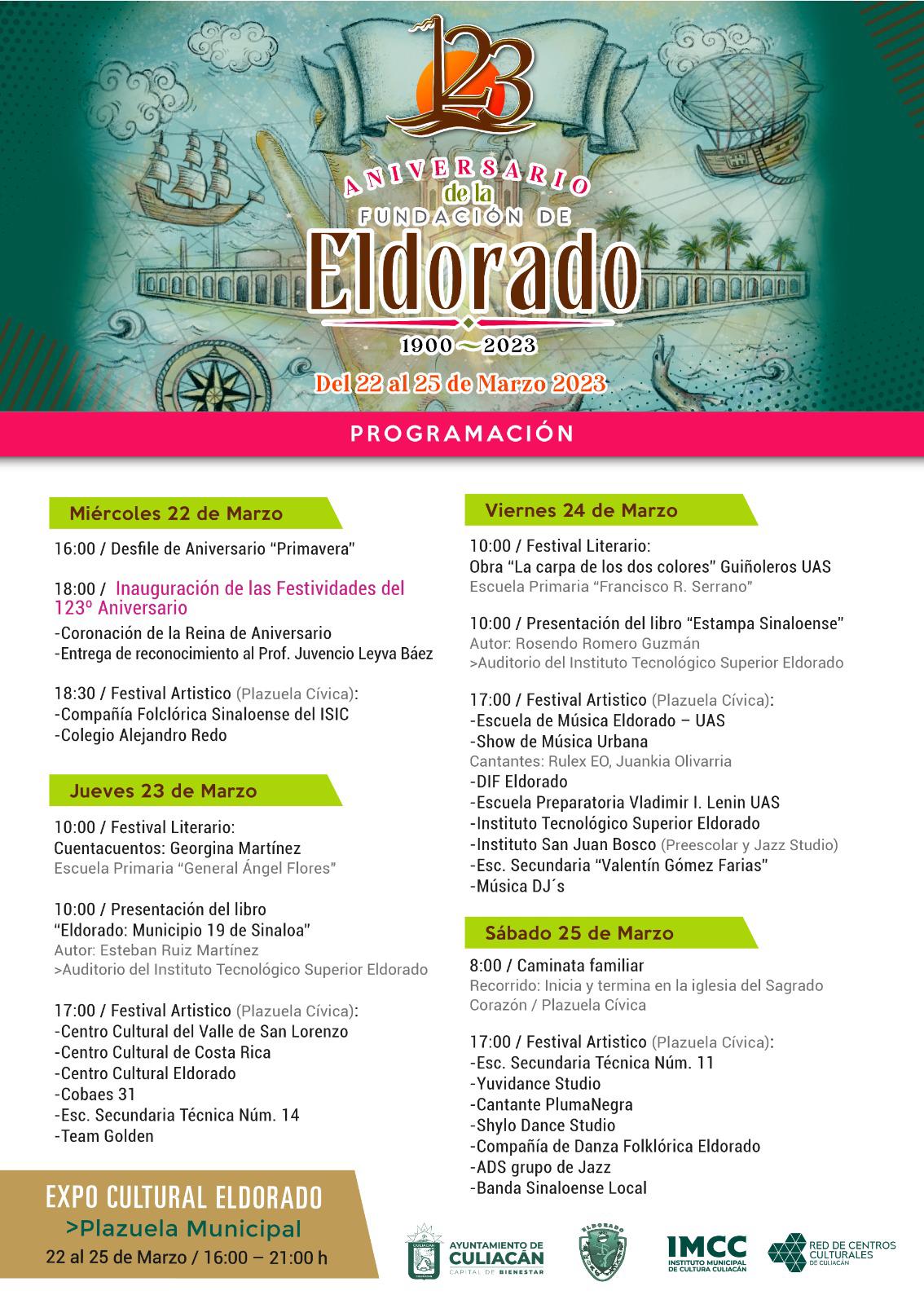 $!Celebrarán el 123 aniversario de Eldorado