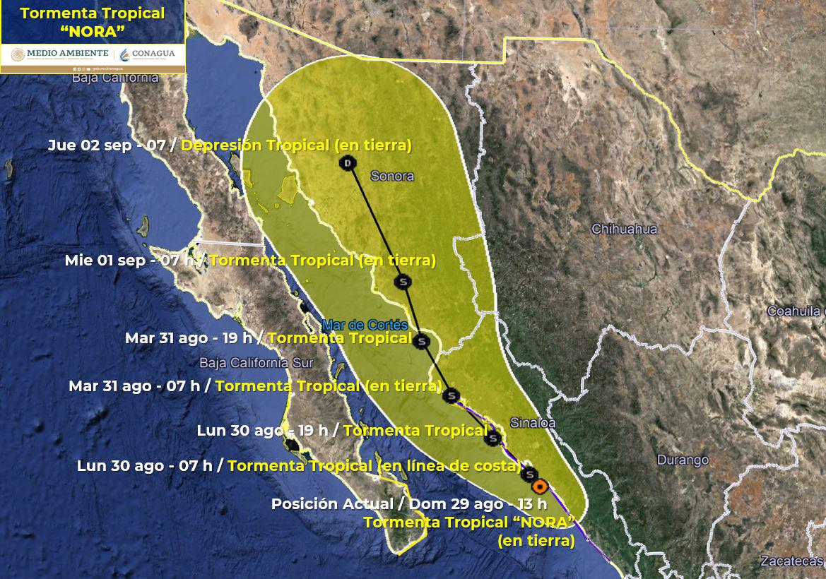 $!‘Nora’ se degrada a tormenta tropical, pero sigue castigando con lluvias a Mazatlán