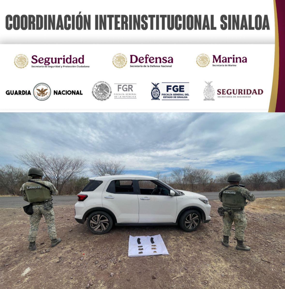 $!Aseguran vehículo robado y con municiones para armas en La Higuera, Culiacán