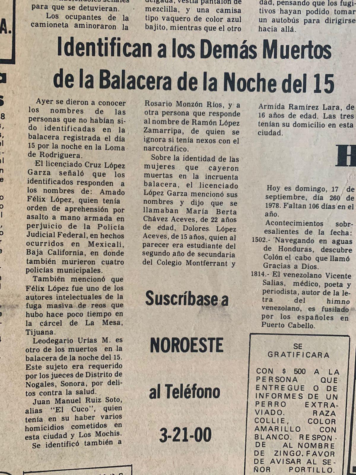 $!Así se contó en 1978 la muerte de Pedro Avilés en Sinaloa, el primer capo del narcotráfico