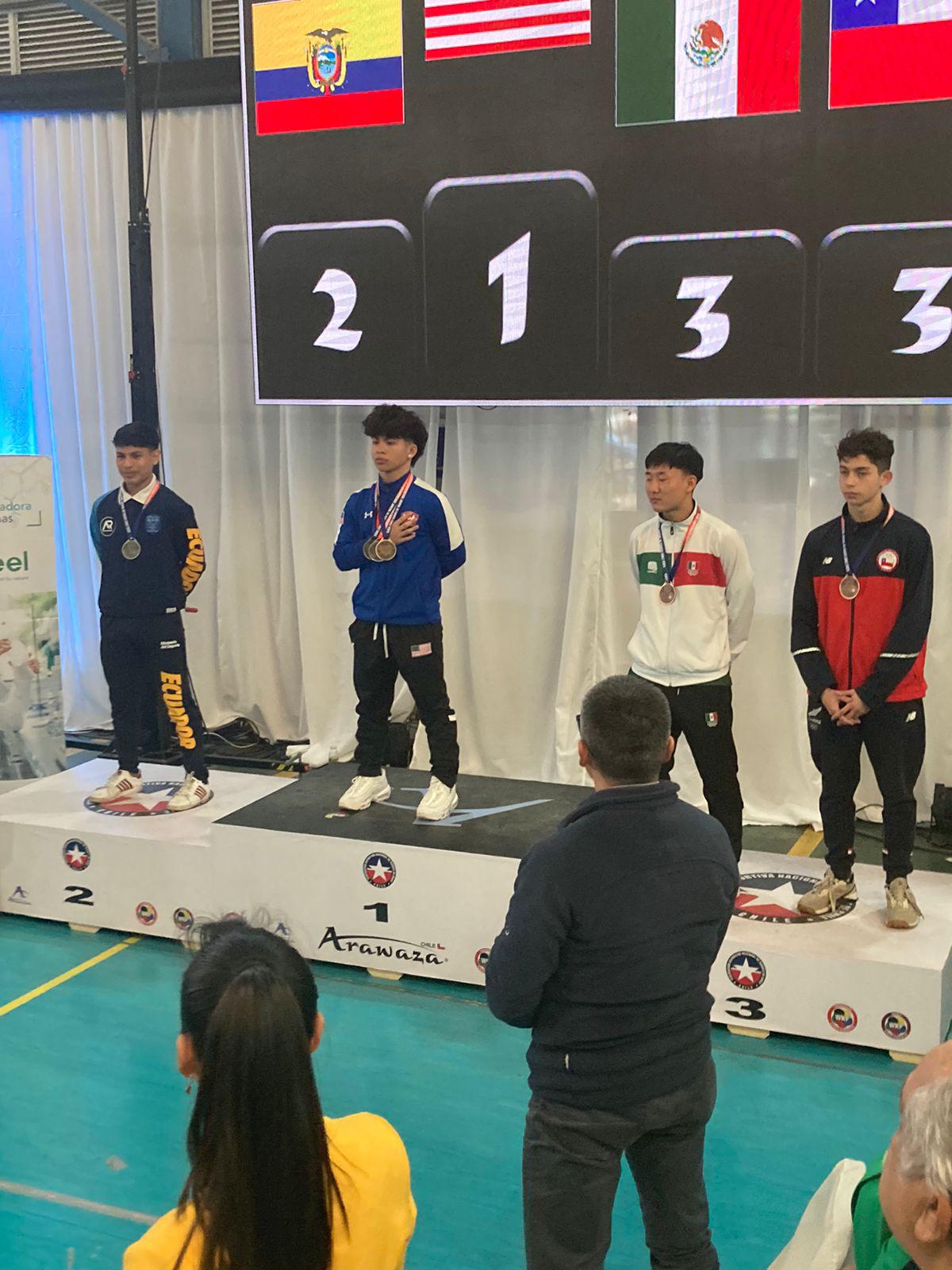 $!Sube Hayato Yoshii Mizukami al podio en el Campeonato Panamericano Juvenil de Karate Chile 2023