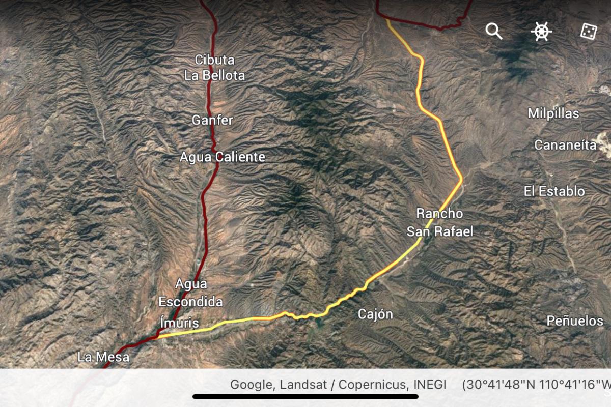 $!Mapa que alertó a los habitantes de Ímuris sobre la extensión del proyecto ferroviario.