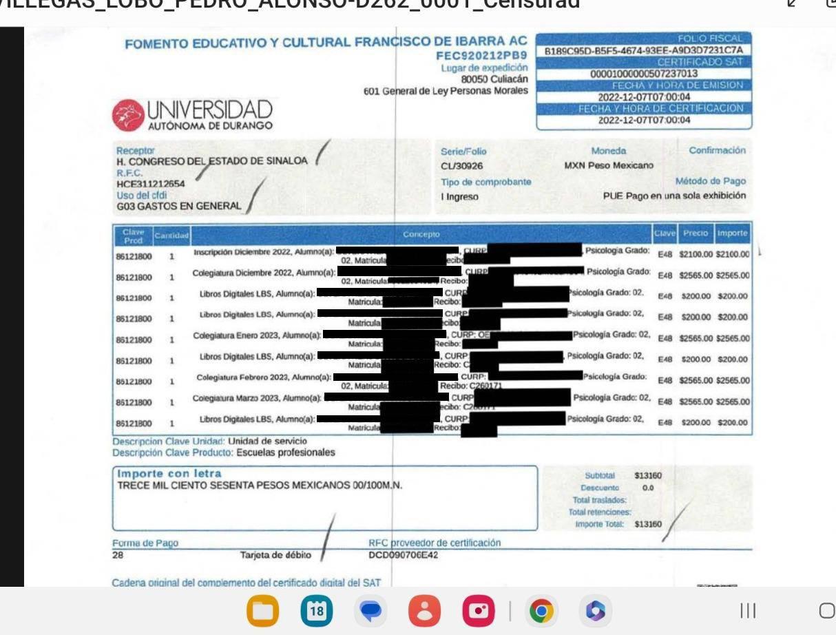 $!Acusan a Diputado de pagar con fondos de gestoría colegiatura de trabajadora del Congreso