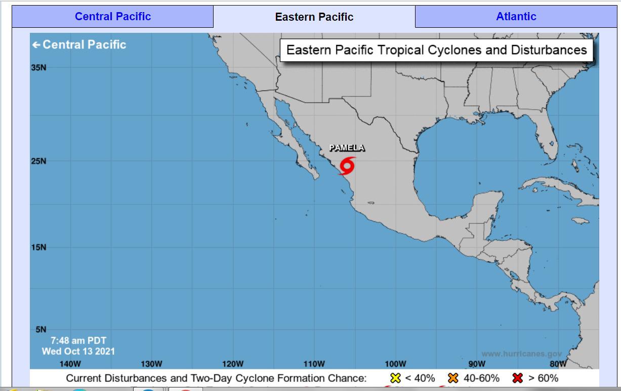 $!‘Pamela’ ya se encuentra en Durango, pero aún puede generar lluvias en Sinaloa