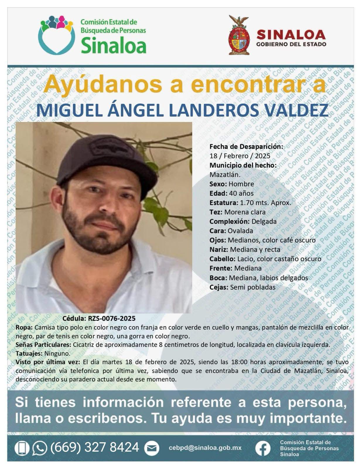 $!Desaparece Miguel Ángel Landeros en Mazatlán