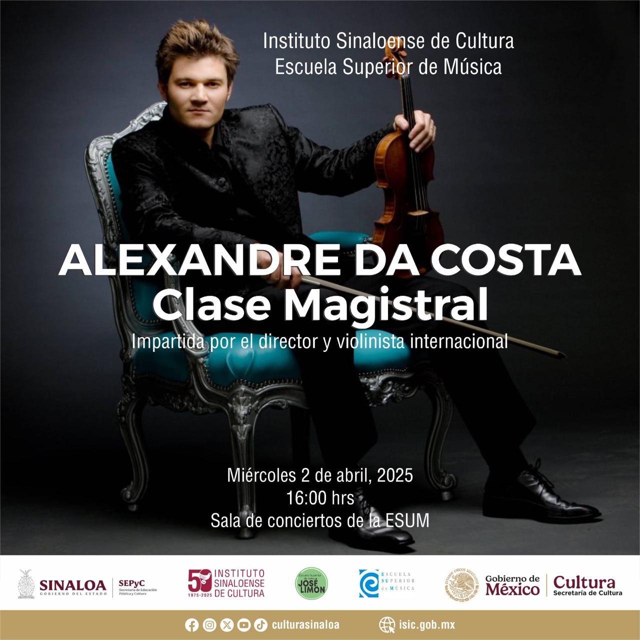 $!Dará clase magistral Alexandre Da Costa este miércoles
