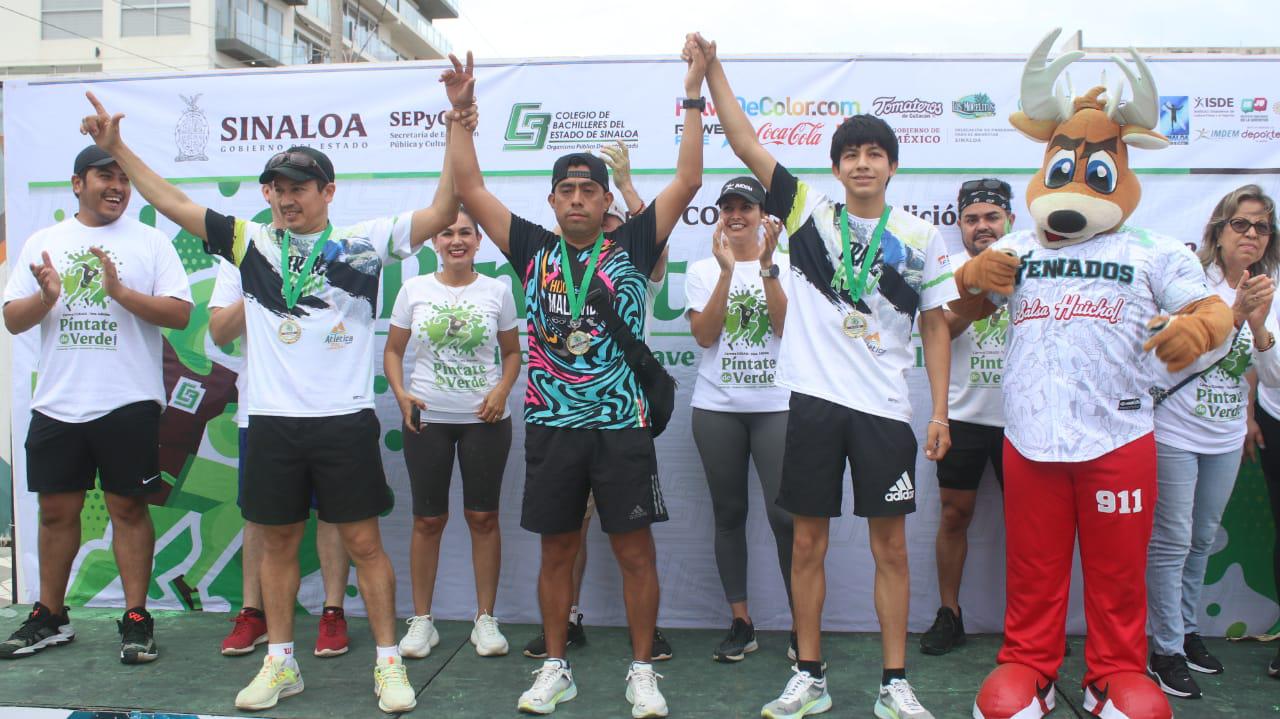 $!Aranza Silva y Pedro Castillo ganan en Mazatlán la Carrera Cobaes Píntate de Verde