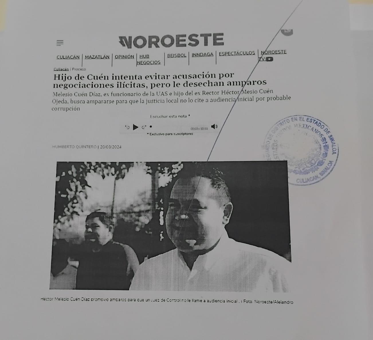 $!Demanda hijo de Cuén Ojeda a Datemex por uso de su imagen
