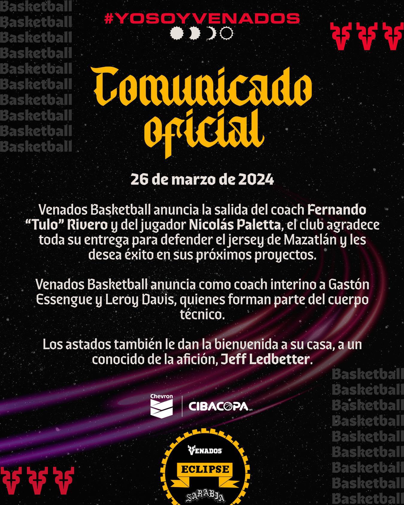 $!Venados Basketball destituye al coach Fernando ‘Tulo’ Rivero