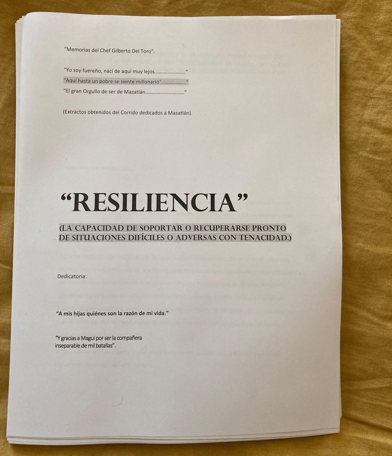 $!Resiliencia se llamará el libro de autobiografía que escribe el chef Gilberto del Toro.