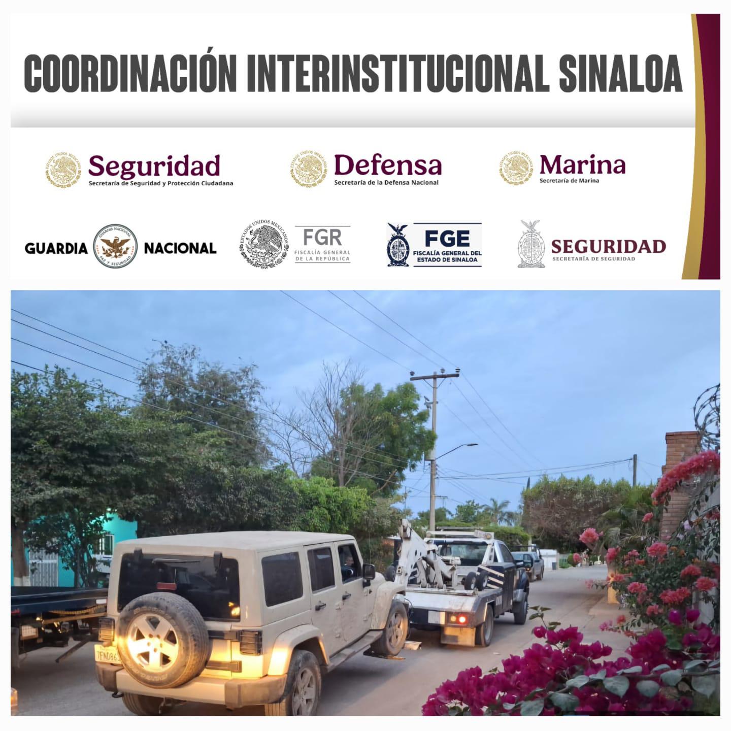 $!Semar asegura vehículos, cartuchos, cargadores y equipo táctico en Pueblos Unidos, en Culiacán