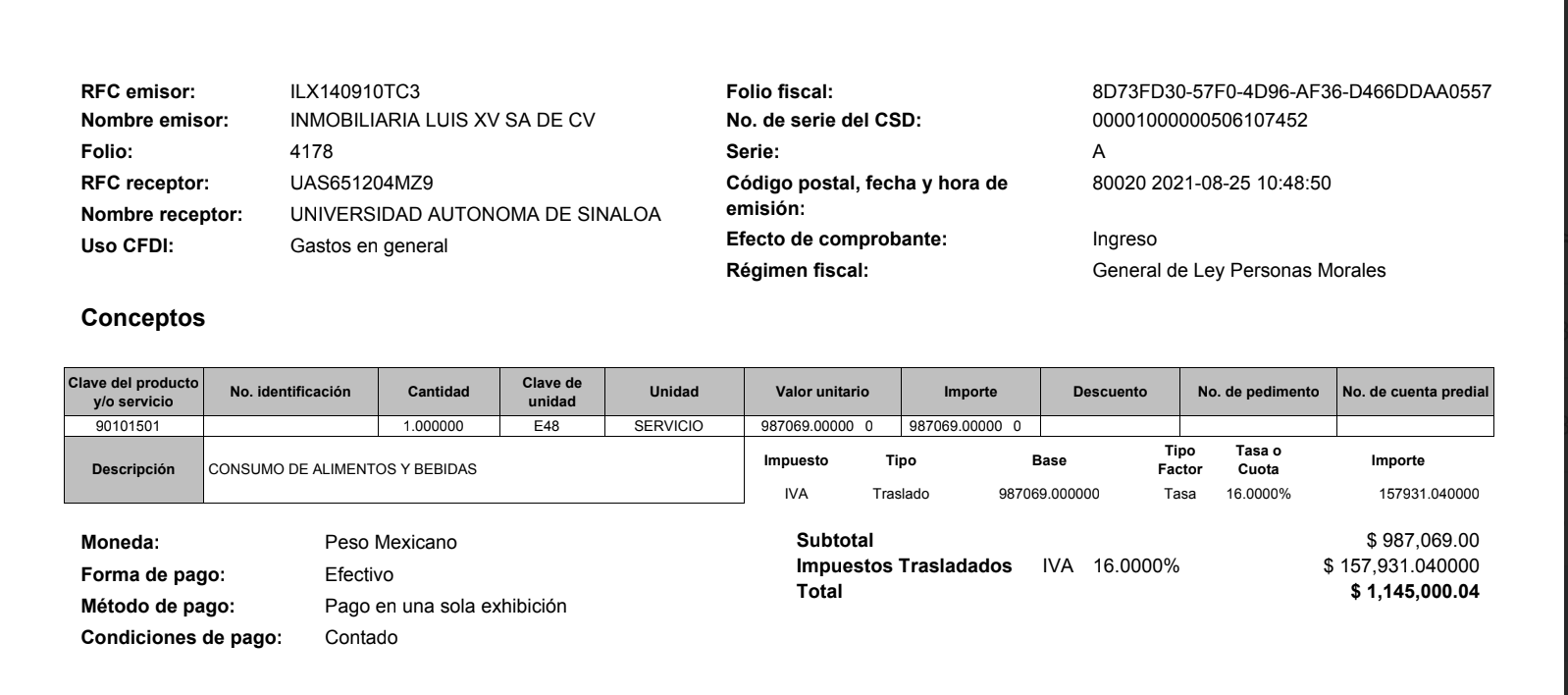 $!Desde 2020, inmobiliaria de los Cuén ha cobrado $1.7 millones en ‘alimentos y bebidas’ a la UAS