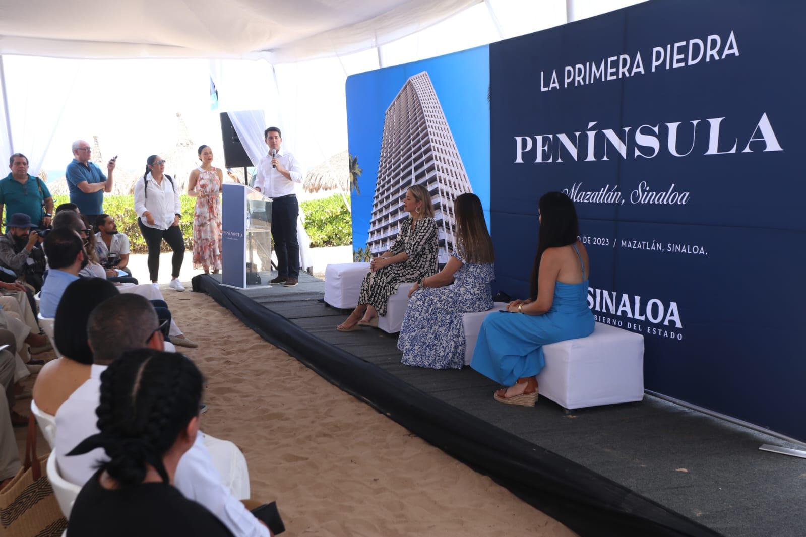 $!Colocan primera piedra de Península Mazatlán Torre 200