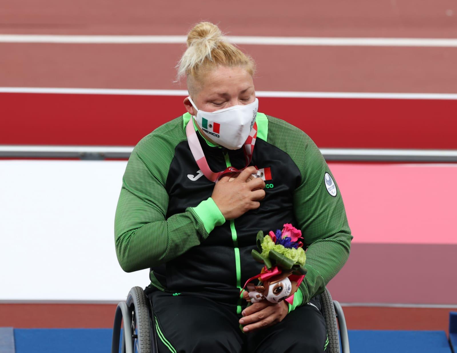 $!Rosa María Guerrero, de Mazatlán, gana bronce en lanzamiento de disco en Tokio 2020