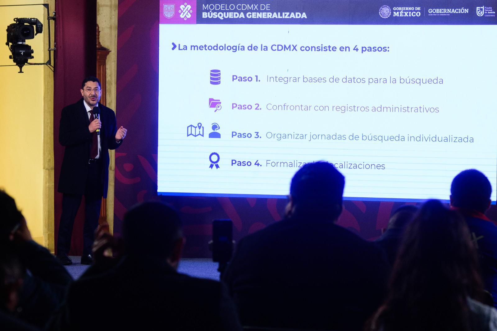 $!El jefe de Gobierno Martí Batres expone la metodología utilizada en la Ciudad de México para localizar a personas desaparecidas, que fue replicada en el resto del territorio nacional.