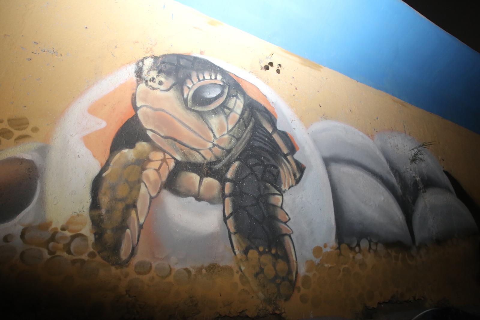 $!Pintan la vida marina en bardas del malecón de Mazatlán