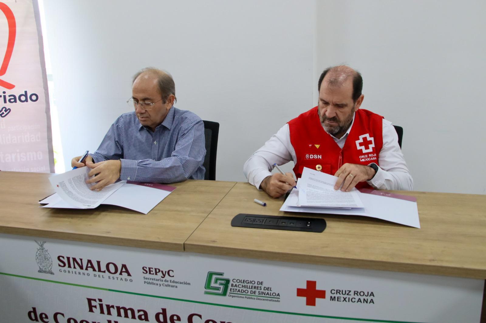 $!Cruz Roja y Cobaes firman convenio para capacitar a más de 2 mil estudiantes en primeros auxilios