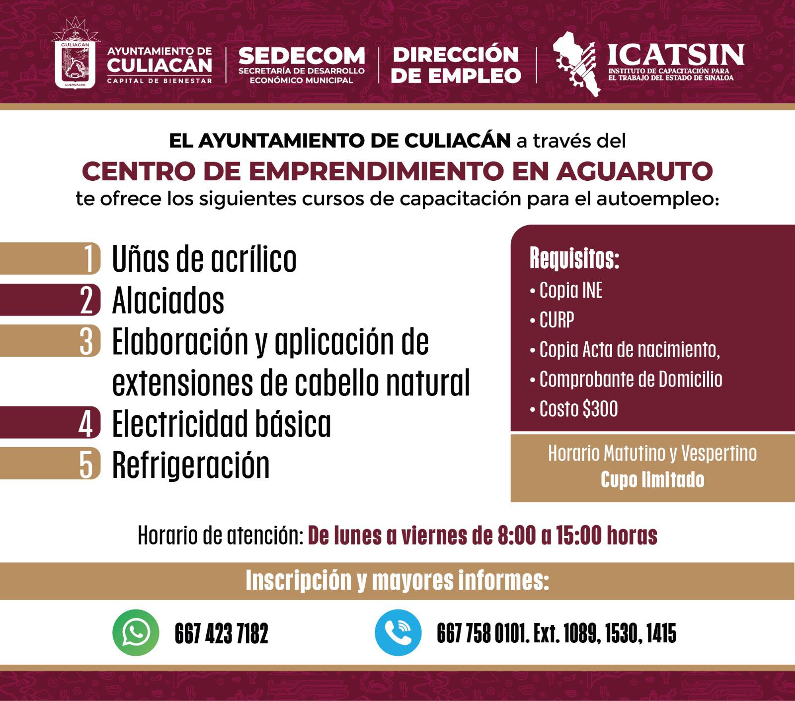 $!Ofrecerá Ayuntamiento de Culiacán cursos de capacitación para el autoempleo en Aguaruto