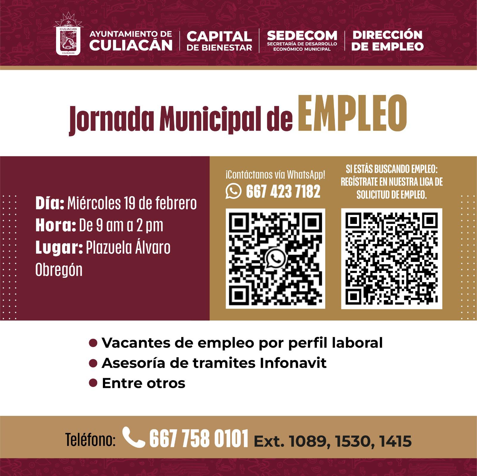 $!Realizarán en Culiacán Jornada Municipal de Empleo el próximo miércoles