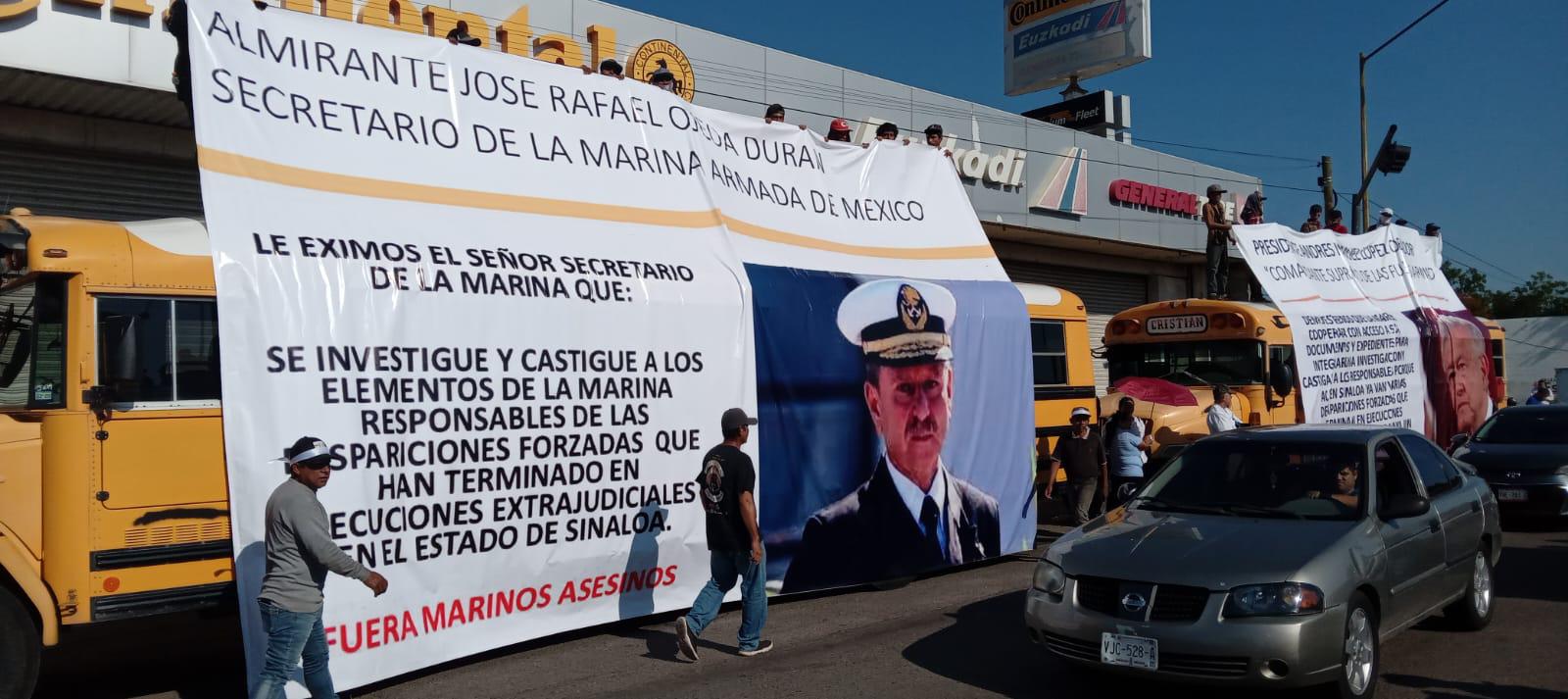 $!Protestan por desapariciones forzadas y colapsan avenidas en Culiacán