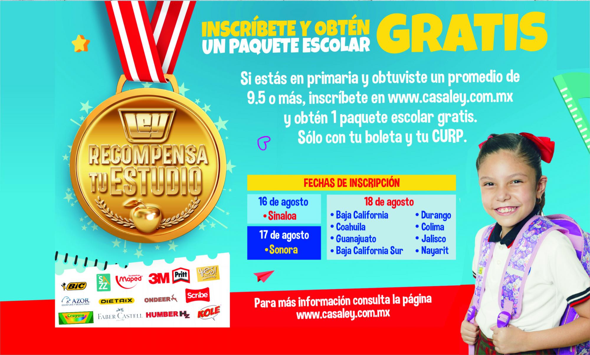 $!Casa Ley llama a inscribirse en programa Recompensa Tu Estudio, que entrega gratis útiles a alumnos destacados