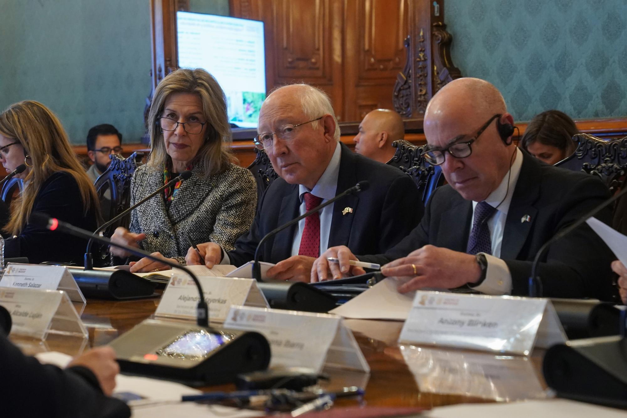$!López Obrador se reúne con Blinken y Mayorkas en Palacio Nacional